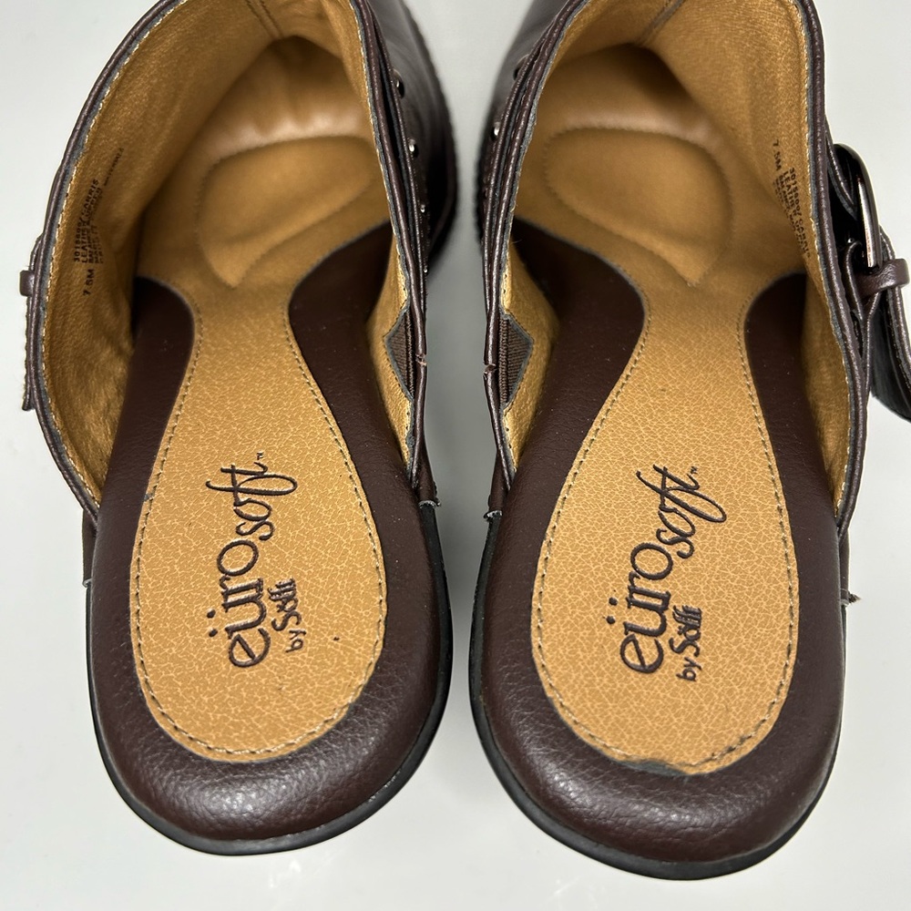 Eurosoft Leather Studded Brown Slip On Clog Size 7.5 - Picture 5 of 10